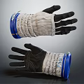 Pair Of Durable Protective Gloves With White Black Design And Blue Cuffs 3d model