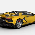 Yellow Supercar With Black Roof Rear Spoiler And Red Brake Calipers