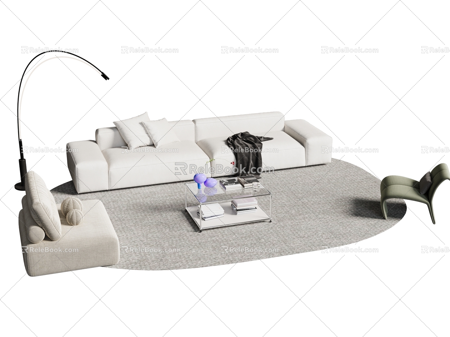 Modern Sofa Combination Sofa Coffee Table Chair 3d model