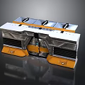 Futuristic Modular Tech Structure With Metal Panels Yellow Supports And Sliding Doors