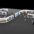 Modern Event Exhibition Display Wall With Curved Panels And Photo Displays