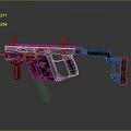 Tactical Submachine Gun With Black Orange Finish Grip Stock And Rail System