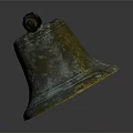 Antique Copper Bell With Rustic Finish And Black Handle For Home Decor 3d model