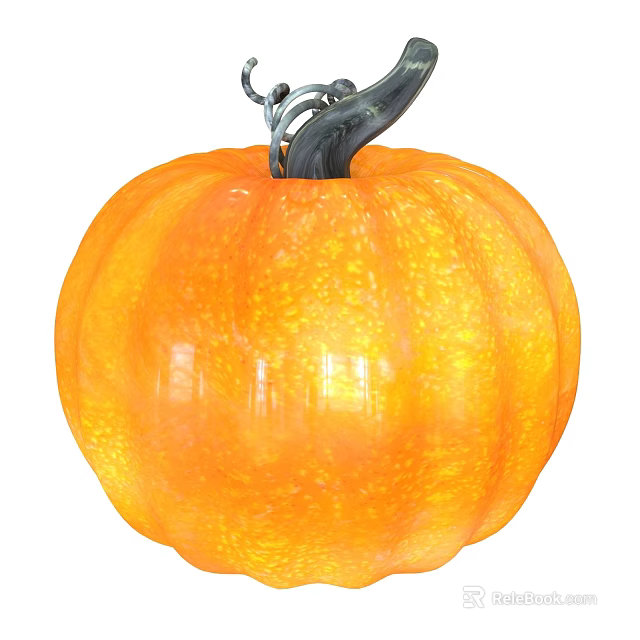 Fresh Orange Pumpkin with Shiny Smooth Surface and Ripe Texture 3d model 