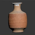 Terracotta Clay Vase With Handle And White Rim Rustic Design 3d model
