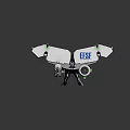 Futuristic White And Blue Cosmic Spacecraft Model With Detailed Aerospace Structure