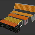 Stepped Bench Design With Orange Wooden Planks Metal Frame And Marble Base