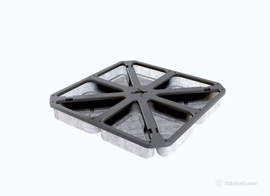 Industrial Equipment Heavy Duty Square Metal Frame Support Platform With Multiple Trays And Stable Base 3d model 