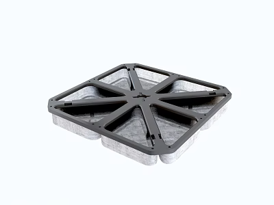 Industrial Equipment Heavy Duty Square Metal Frame Support Platform With Multiple Trays And Stable Base 3d model