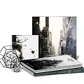 Elegant Modern Decorative Ornament Set With Geometric Sculptures Art Books And Tabletop