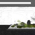 Modern White Textured Wall Panel Design With Decorative Stones And Green Plants