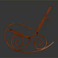 Orange Rocking Leisure Chair With Wicker Backrest Wooden Curved Frame And Scroll Legs For Comfort