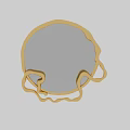 Gold Round Mirror With Intricate Curved Decorative Frame And Window Green Plant Reflection