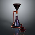 Modern Coffee Brewing Device With Funnel Glass Flask Copper Stand And Coffee Cup