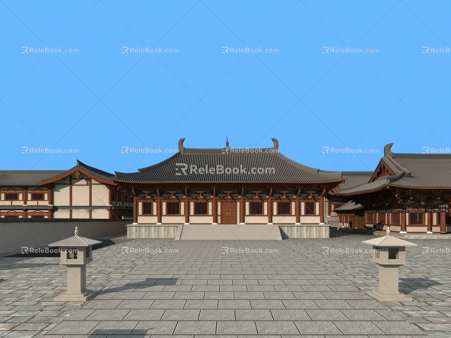 Chinese Ancient Building Hall Hotel Clubhouse 3d model