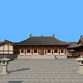 Chinese Ancient Building Hall Hotel Clubhouse 3d model