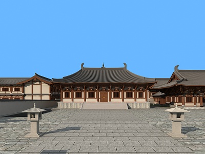 Chinese Ancient Building Hall Hotel Clubhouse 3d model