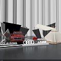 Audi Red Car Display Setup With White Tent And Black Starry Background 3d model
