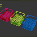 Plastic Storage Baskets in Red Green Blue for Organizing Small Items 3d model