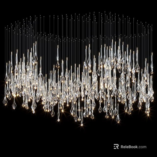 Modern Luxury Crystal Chandelier With Hanging Glass Pendants And Sparkling Illumination 3d model 