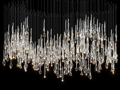 Modern Luxury Crystal Chandelier With Hanging Glass Pendants And Sparkling Illumination 3d model