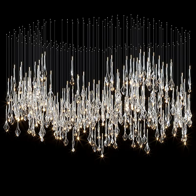 Modern Luxury Crystal Chandelier With Hanging Glass Pendants And Sparkling Illumination 3d model