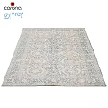 Square Rug With Intricate Traditional Patterns Light Background Blue Gray Design 3d model