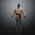 Mannequin Wearing Traditional Chinese Outfit With Mandarin Collar And Red Belt