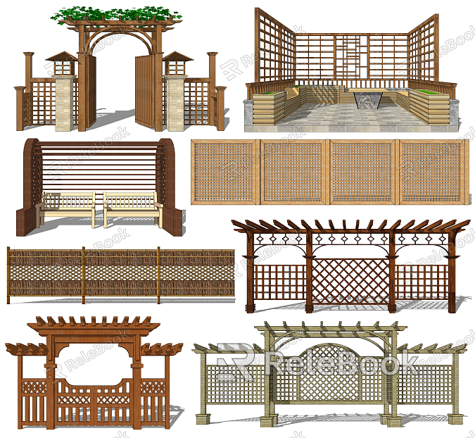 Modern porch rack wooden fence model