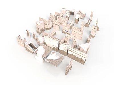 Architectural Model Of Urban Building Complex With Cardboard Material Various Shapes Light Brown And White 3d model