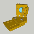 Yellow Metal Mechanical Fixture With Adjustment Knobs And Precision Holes