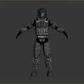 Futuristic Game Movie Character In Armored Tactical Suit With Helmet And Metallic Design 3d model