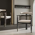Stylish Modern Leisure Chair Featuring Metal Frame Woven Backrest And Comfortable Upholstered Seat