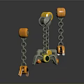 Colorful Mechanical Toy Structure With Orange Gray Chains And Smiling Parts