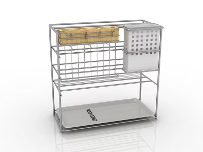 Sturdy Metal Multi Layer Storage Rack With Wire Shelves And Compartments 3d model