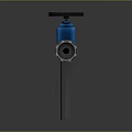 Industrial Hardware Valve With Blue Handwheel Flange Connection And Gray Metal Pipe