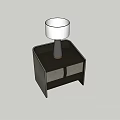 Black Nightstand With Open Storage Compartments And Table Lamp With White Lampshade 3d model