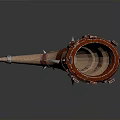 Red And Beige Horn Shaped Household Decor With Leather Strap And Woven Details