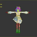 Anime Game Character With Blue Hair Cat Ears And Arms Outstretched In Blue White Dress
