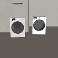 Modern Front Load Washing Machines With White Design And Digital Control Panels 3d model