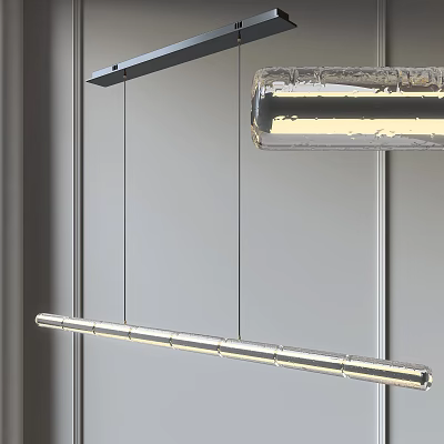 Modern Linear Metal Pendant Light with Sleek Design for Contemporary Interior Lighting 3d model
