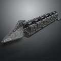 Detailed Sci-Fi Spaceship 3D Model Showcasing Modular Metallic Structure And Sections 3d model