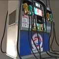 Gas Station Fuel Dispenser With Multiple Fuel Nozzles Display Screen Yellow Nozzle And LODOL Logo