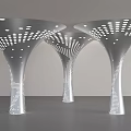 Silver Perforated Columns With Modern Architectural Design And Decorative Dots 3d model