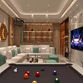Elegant Modern KTV Interior Design With Comfortable Sofa Coffee Table And TV Screen 3d model