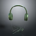 Green Over-ear Headphones With Cable Modern Design On Dark Background High Quality 3d model