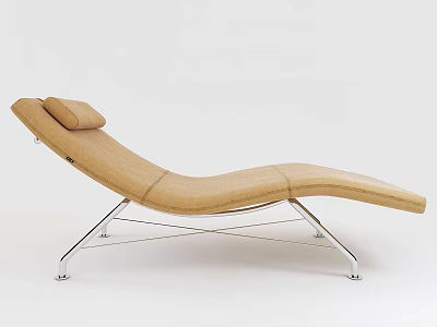 Modern Beige Fabric Lounge Chair With Metal Frame And Comfortable Backrest 3d model