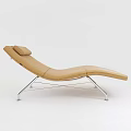 Modern Beige Fabric Lounge Chair With Metal Frame And Comfortable Backrest