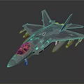 Gray Fighter Airplane Model With Mounted Missiles And Military Markings