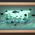 Colorful Aquatic Animals In 3D Paper Art Scene With Fish Corals And Sea Plants
